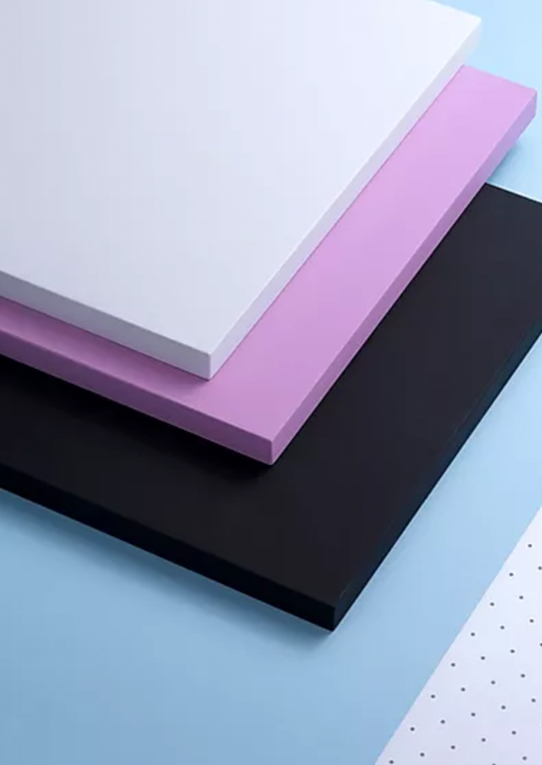 black pink white boxes